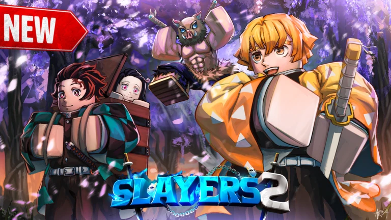 Slayers 2 keyart — slayers and demons in a wisteria petal forest